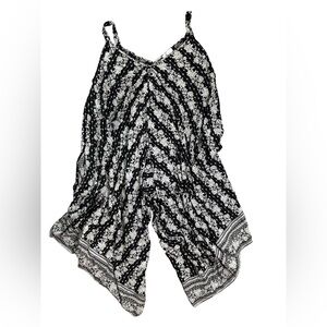 Japna Black & White Floral Wide Leg Jumpsuit Boho Flowy Small